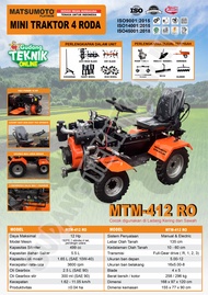Mesin Traktor Mini 4 Roda MATSUMOTO MTM 412 RO / Mesin Traktor Bajak Sawah Kebun Kering Basah Cultiv