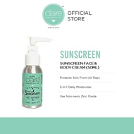 Ready stockClaire Organics Sunscreen Face & Body Cream Sunblock SPF25+ Coral Safe Sunscreen (10/50ml