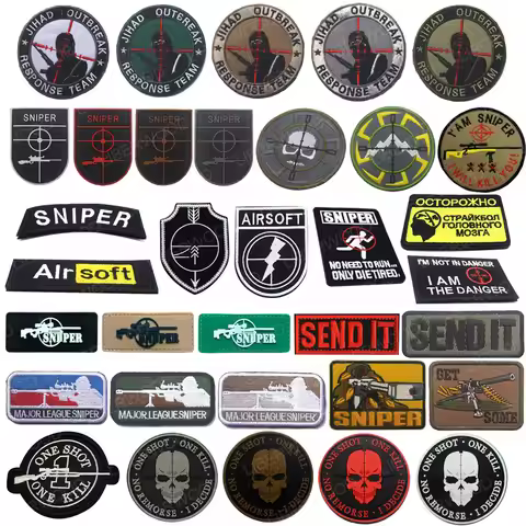 Sent It Uniform Jacket Badge Tactical Bear Hunter Airsoft Sniper Patch One Shot Kill Aiming Military