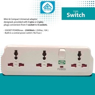 AZHOME T-Adapter 6Ways Universal with A USB Fast Charger 5V2A or Power Switch with LED indicator 10A