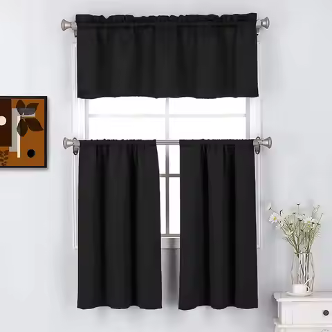 Christmas Solid Color Curtains, Kitchen Curtains W106cm x H30cm 1PC, W132cm x H61cm 1PC, W70cm x H13