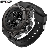 SANDA นาฬิกาข้อมือสุดหรูสำหรับผู้ชายนาฬิกาทหารบุรุษนาฬิกากันน้ำกีฬานาฬิกาข้อมือ Dual แสดงผล Watch 【BYUE】