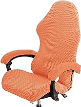 Long-Lasting Chair Cover Colorful Gaming Protector Elastic Wear-Resistant Zipper Closure Solid Color Armchair Slipcover for Computer Office Black/568 (Color : Orange)