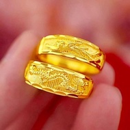 Gold 916 Original Singapore Gold Ring Couples Open Dragon and Phoenix Ring Dragon and Phoenix Wedding Ring(A Pair) Couple Models Gift