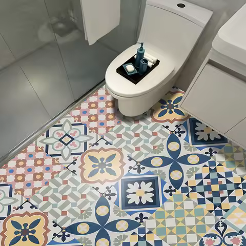 10pcs Bohemia Style Tiles Floor Stickers Kitchen Bathroom Ground Home Decor Wear-resistant Waterproo