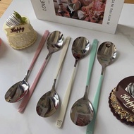 Stainless Steel Spoon Household Exquisite High-Appearance Korean Style Long-Handled High-End Eating 