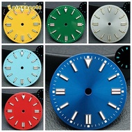PINEAMY Watch Dial Face, Aluminum alloy 28.5MM Dial Size Green Luminous Dial, Easy Direct Install Co