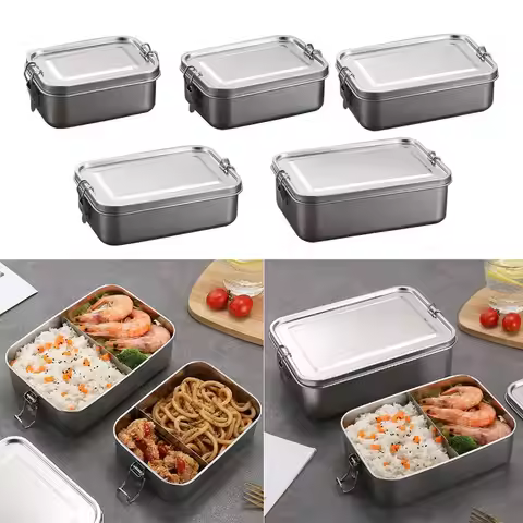 Durable Stainless Steel Bento Box Large Capacity Square Lunch Box with Lid Leakproof Lunch Container