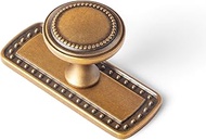 Goo-Ki 6 Pack Antique Brass Cabinet Knobs with Backplate Vintage Bronze Drawer Knob Spacer - Retro B