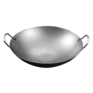 Vintage Binaural Pan Wok Thickened Non-stick Pan / Old-fashioned Double-ear Cast Iron Wok Cast Iron Pan Thick Non-stick Pan No Coating 36cm Round Bottom Wok / Traditional Iron Pot Big Pot Hotel Chef Special Frying Pan Cooked Iron Pot Fried