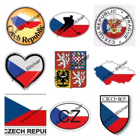 Creative Stickers Czech Republic Flag Decal Personality Czech Republic CZ Map Flag Accessories Code 