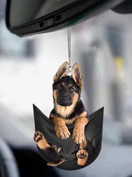 1入組車吊墜狗狗形狀適用於後視鏡,後背包或者鑰匙圈,家庭裝飾用品