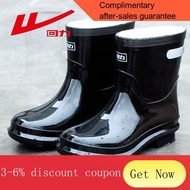 YQ51 Warrior Men's Short Tube Rain Boots Adult Rain Boots Rubber Shoes Shoe Cover Waterproof Shoes Rubber Boots Kitchen