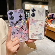 2024 New Casing OPPO A60 A79 A78 A58 A38 A18 Reno11 F Pro Reno 11 11F 11Pro OPPOA60 Card Holder Bag Handphone Case Gradient Pink Purple Rose Butterfly TPU Softcase for Girls Cover