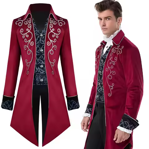 Medieval Tuxedo Steampunk Vintage Victorian Long Sleeve Windbreaker Medieval Vintage Suit Prince Cos