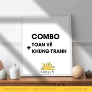 COMBO painting canvas + picture frame size 20x20, 20x30, 30x30 for oil painting, acrylic color...