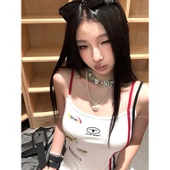 260g Modal 1x1 Girls Design Sense Sports Slim-fit Outer Wear Camisole Hot Girl Short Top I Grids Hap