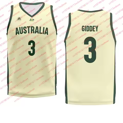 Australia National Team Basketball Jersey 3 Josh Giddey Breathable Moisture Wicking Sleeveless Tank 