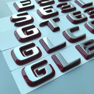 Chrome & Dark Red C63 E63 G63 GT63 S63L GLC63 GLE63 GLS63 CLS63 ABS Car Emblem Trunk Nameplate Logo 
