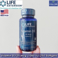วิตามินดี 3 Vitamin D3 25 mcg (1000 IU) 250 Softgels - Life Extension D-3