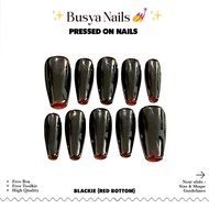 Busya Nails - Blackie Red Bottom Nails Pressed On Nails False Nails Free Tools