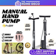 Manual Pump with Gauge Black Air Pressure Pump for Ball Bicycle Motorcycle Tyre Easy Lightweight Pam Angin Mudah