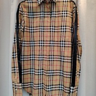 Burberry 巴寶莉 側邊黑絲綢 經典格紋襯衫