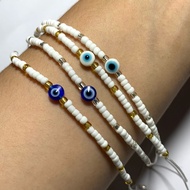 Evileye bracelet Beach bracelet Drawstring bead bracelet