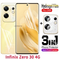 Infinix Zero 30 4G 2023 3in1 Soft Screen Protector Rear Camera Protective Hydrogel Film For Infinix Zero 30 4G Zero30 InfinixZero30 4G 5G Not Tempered Glass Front Back Full Cover