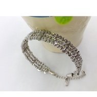 [VELLITA]Gelang Tangan Biji Sawi Emas Putih <Bangle "Beads Moon Cut"  Platinum White Gold Plated Per