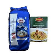 1 Set 1kg 507 Gold Indian Basmati Rice and 60grams SHAN Chicken Biryani Seasoning