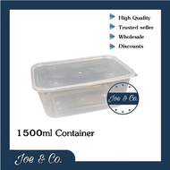 1500ml Rectangular Container with Lid [ 50sets± ] Plastic Disposable Food Box Bekas Makanan T 1500 m