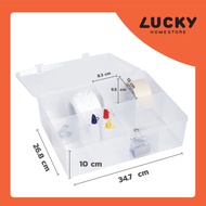 LUCKY HOME 8 Compartment Box (Clear) TFL-008 Dimensions (W x Length x Height): 26.8 x 34.7 x 10 cm