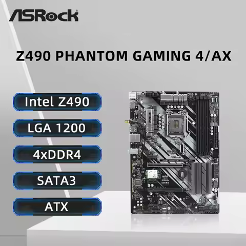 ASRock Z490 PHANTOM GAMING 4/AX Motherboard Support i9-10900K i7-10700 i5 10400 i3-10300 CPU LGA1200