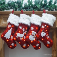 Ehang Hot-Selling New Christmas Lighted Decorations Red Hemp Embroidered Christmas Socks Gift Bags G