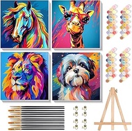 Viart Pack of 4 Animal Painting by Numbers Children with Frame from 5 6 7 Years Girls and Boys with