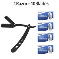 Mens stainless steel razor blade manual razor classic wet shaving black razor replaceable blade