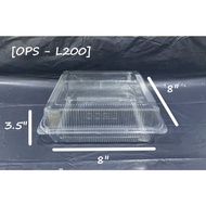 Plastic OPS-L200# Kuih Container L200# Disposable Plastic Clear Bakery Container# 8' X 8' Square Cak