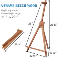 Falling in Art Beechwood 25" Tabletop Easel Display Stand for Painting - Holding Canvas Up to 22 1/2