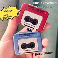 Retro Radio Recorder Hot Sale Mini Recordable Fun Music Box Pendant Keychain Ornament Gift ABCD I68U