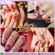 【Merry Christmas】 Christmas Fake Nails Set With Glue Christmas Gift