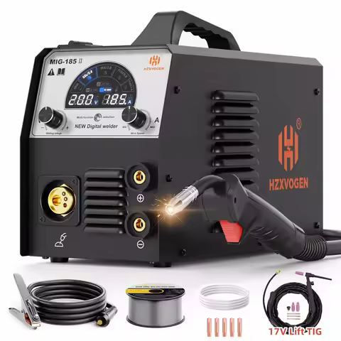 HZXVOGEN 5 in 1 MIG 185 Semi-Automatic Welding Machine Gas Mix-gas Non-Gas MIG/TIG/ARC/MMA/MAG Multi