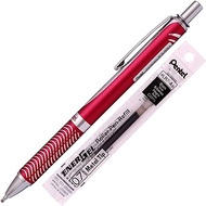 Pentel Energel Alloy RT Gel Pen Medium Point Metal Tip Ballpoint Pen Black ink + Refill (Red Body)