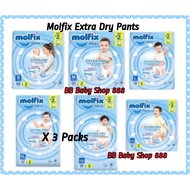 Molfix Extra Dry Jumbo Pants Diapers (3Packs/2Packs/1Pack) S, M, L, XL, XXL, XXXL