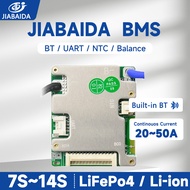 JIABAIDA BMS 8S 24V LiFePo4 Li-ion Battery 7S 10S 13S 14S 20A 40A 50A Charge JBD Smart BMS BT UART