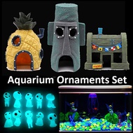 Tank Aquarium Ornaments Set Luminous Pebbles Stones Tree Man Pineapple House For Fish Tank Aquarium