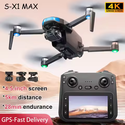 S-X1 MAX GPS Drone Professional 4K Camera 3-axis Gimbal Aerial FPV Brushless Security Drone with Lar