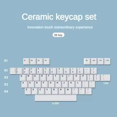 Ceramic Keycap set 56-key Smooth Glazed Surface Uniform Light Transmission Translucent Mechanical Ke