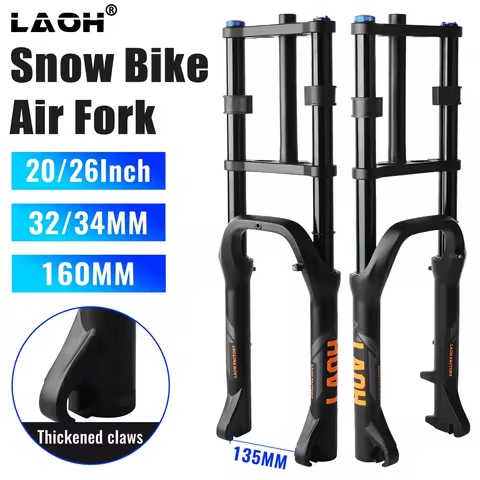 LAOH 20inch Bike Suspension Fork with 4.0 Tire 160mm Travel Double Shoulder QR 9mm Straight Tube for