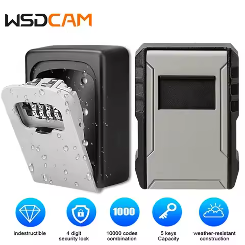 WSDCAM Key Lock Box Waterproof Key Code Box Aluminum Password Security Key Box Wall Mounted Password